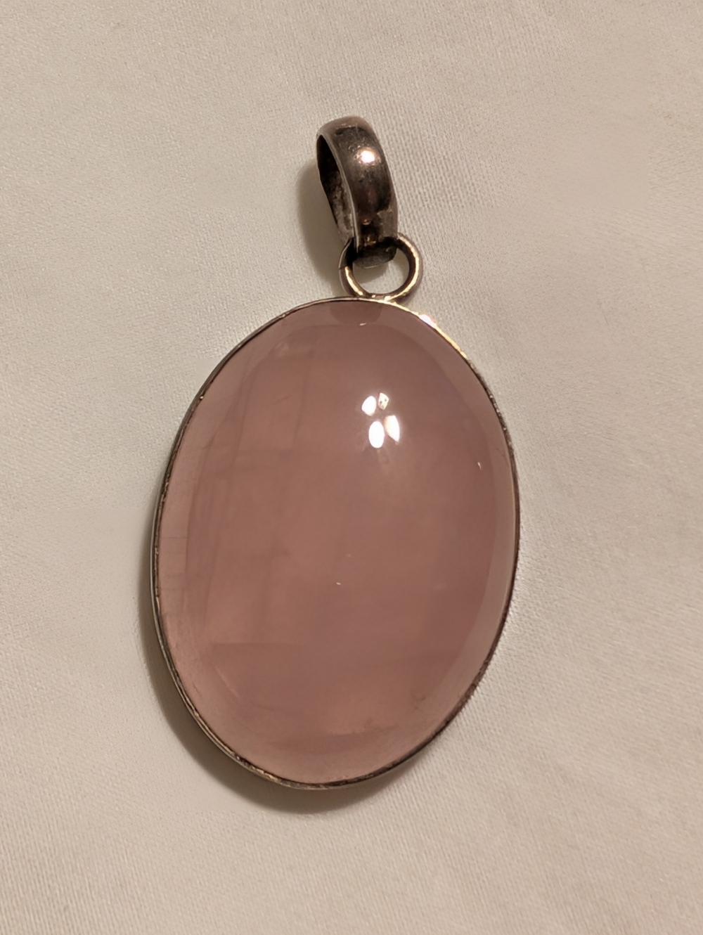 Gorgeous Large Rose Quartz Semi Precious Stone Pendant Necklace